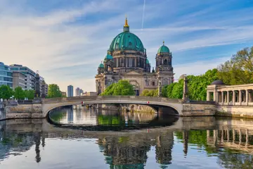 berlin germany city skyline at berlin cathedral berliner dom and spree river