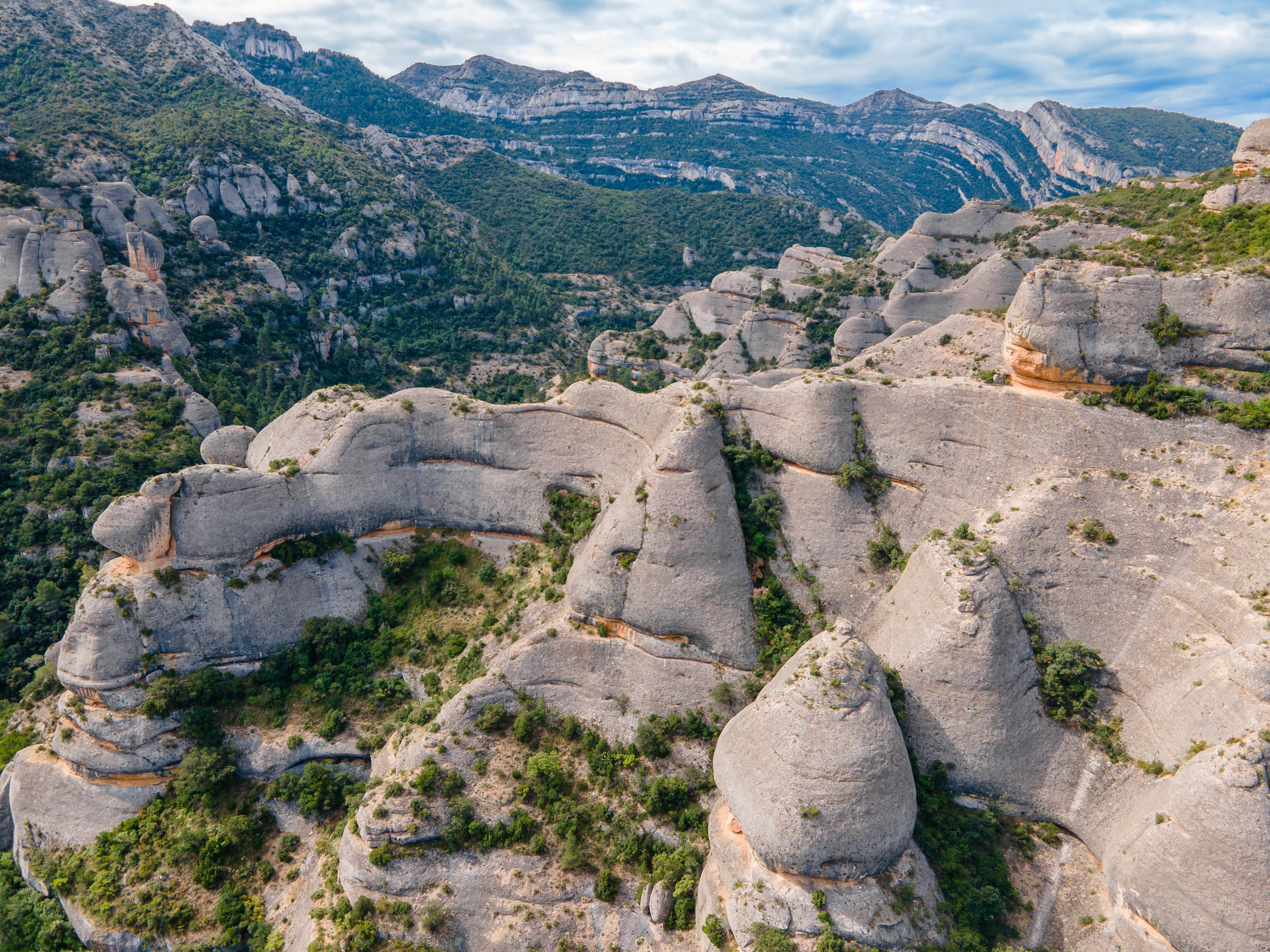 view of amazing stone mountains in serra del montsant in tarragona province catalonia spain