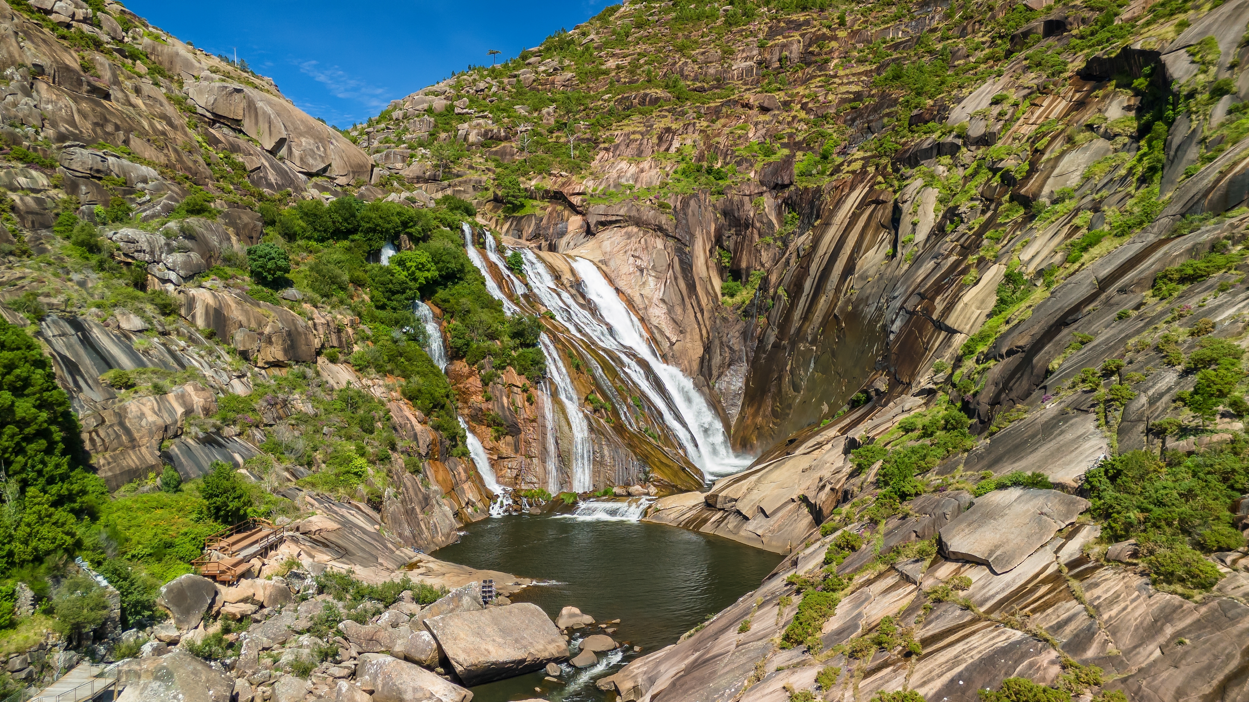 ezaro waterfall in carnota galicia northern spain