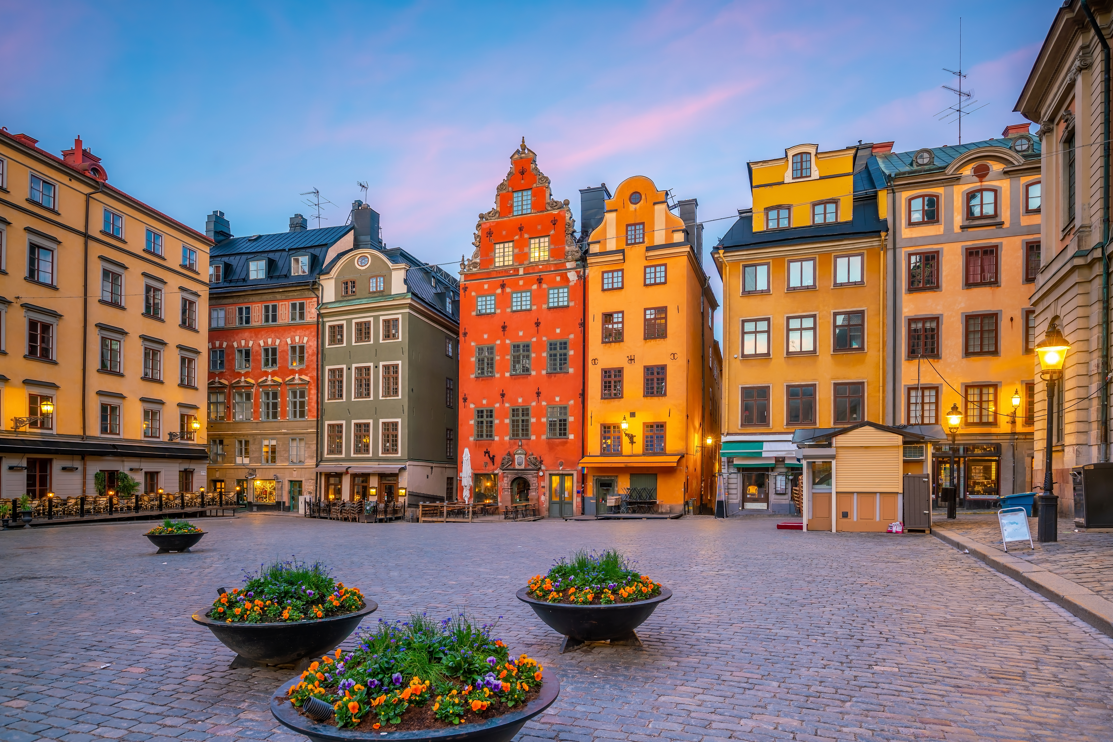 stockholm old town city skyline cityscape of sweden at sunset
